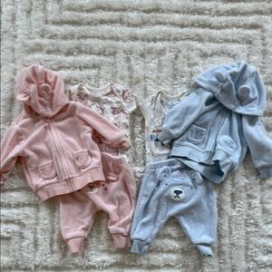 Pink and Blue Baby Bear Hoodie Sets